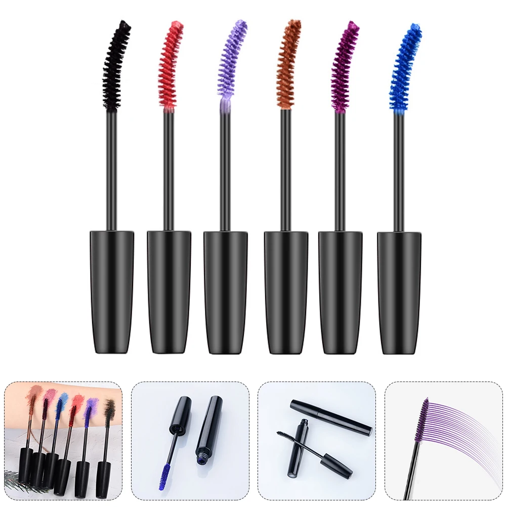 6 stks Wimper Beauty Tools Waterdichte Lange Waterdichte Mascara Blijvende Kleurrijke Parelmoer Abs Fijn Vakmanschap Make-up