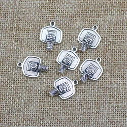 50 Pieces/Lot 20mm*14mm Diy Jewelry Making Metal Sports Basketball Charms Antique Silvery Color