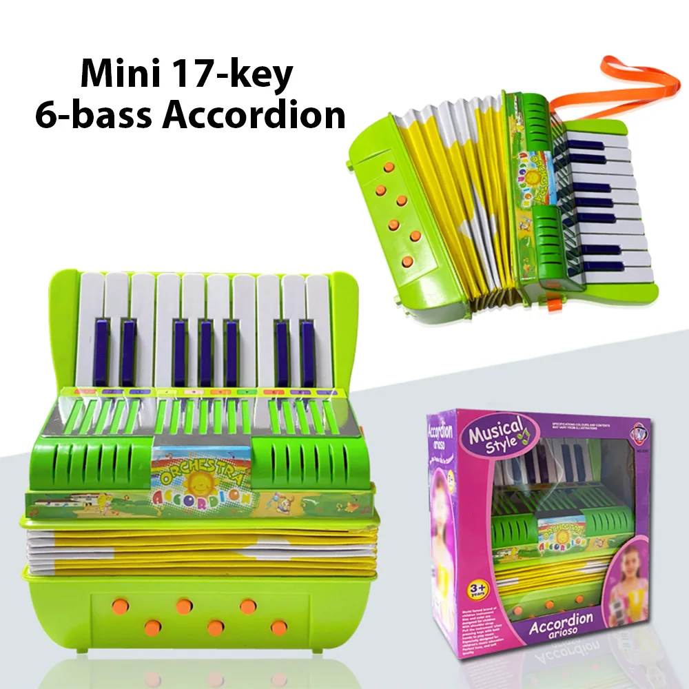 Mini Accordion 17-key 6-bass/24-key 12-bass ABS Material Musical Instrument for Beginners Christmas Lightweight Button Accordion