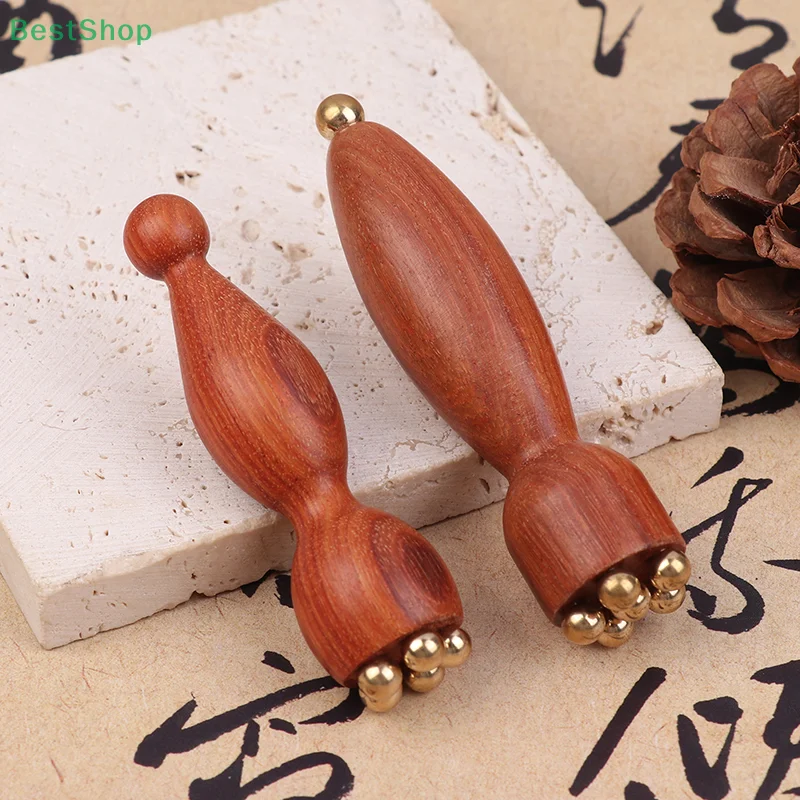 

♥Lotus Seed Pod Brass& Rosewood Eye Massager Facial Gua Sha Tool Eye Relaxation Spot Meridians Acupoint Massage Handheld