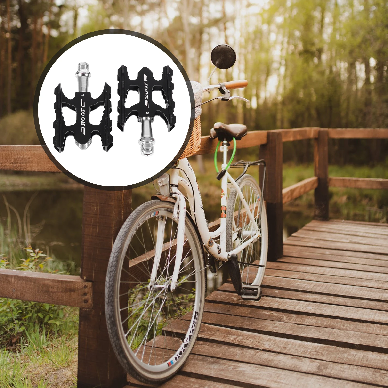 

Bicycle Foot Pedals High Strength Alloy Anti Skid Wide Platform Black Color Mountain Road Bike Flat Pedals Water Proof Dust