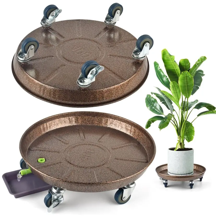 

2Pack 11.8 Large Plant Stand with Lockable Wheels, HeavyDuty Plant Caddy with Casters for Indoor and Outdoor, Round Rolling Gard