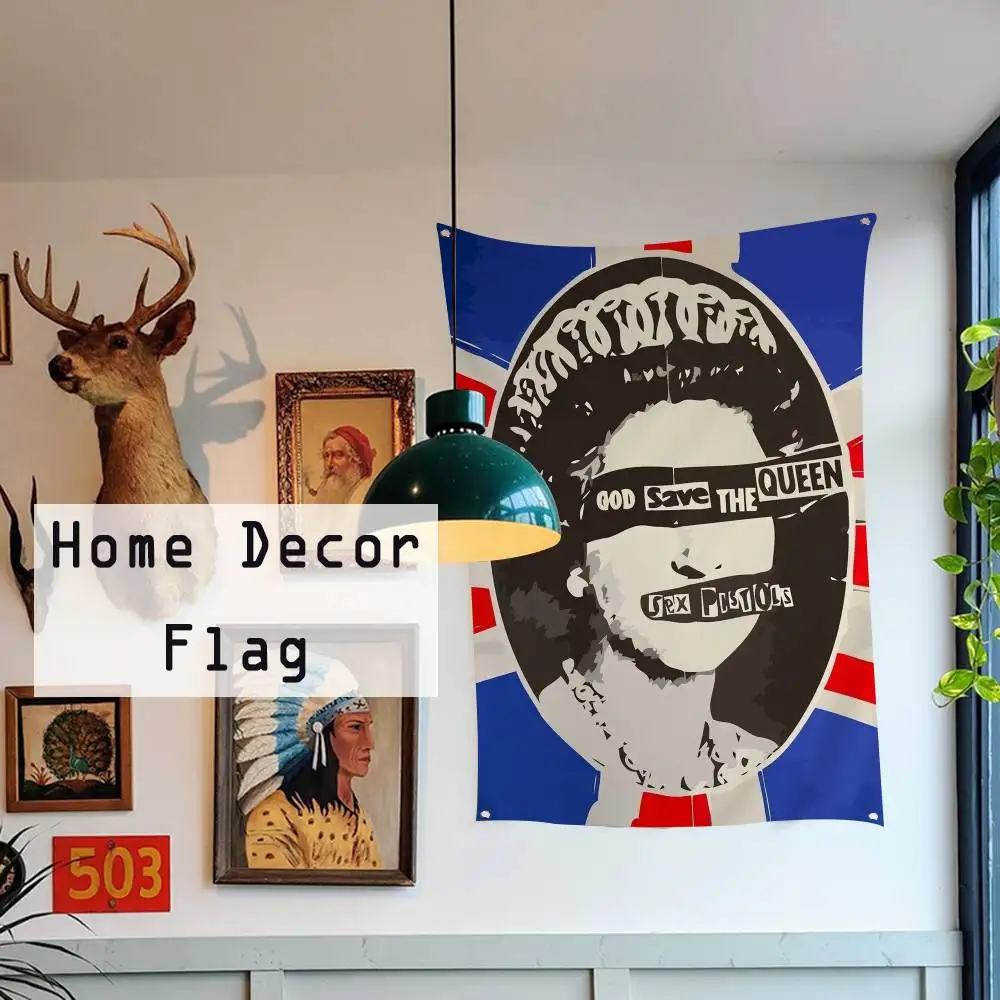 Bandera Decorativa con Diseño de la Banda de Rock S-Sex P-Pistols para Sala de Estar, Dormitorio u Hogar