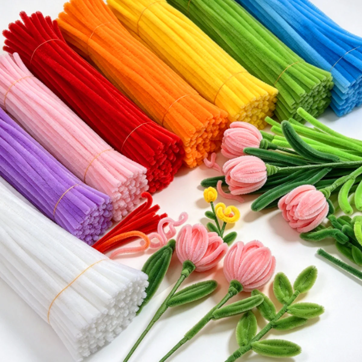 45/125/135/485Pcs Flexible Plush Pipe Cleaners Random Colors Assorted Fuzzy Twist Rods for Handcrafted Floral Art Creative ZSY