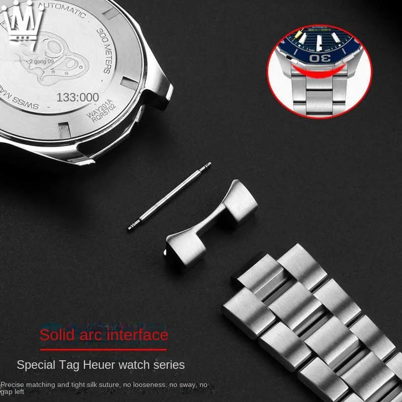 21.5mm 22mm For Tag Heuer Competitive Potential Stainless steel watchband 300 WAY211 Y111A ABA0927 men's curved end watch Strap