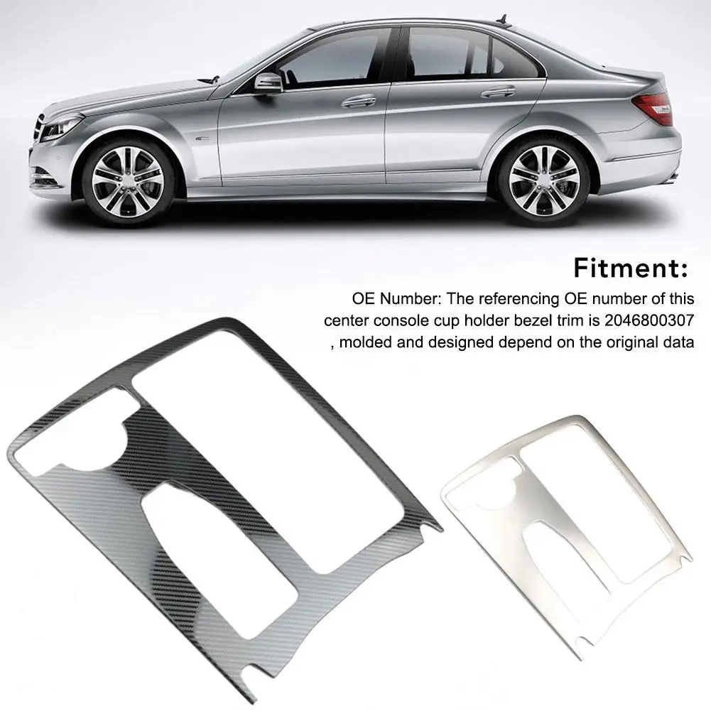 Stainless Steel Central Control Cup Holder Decoration Sticker Fit For Mercedes C-Class 2007-2014 W204