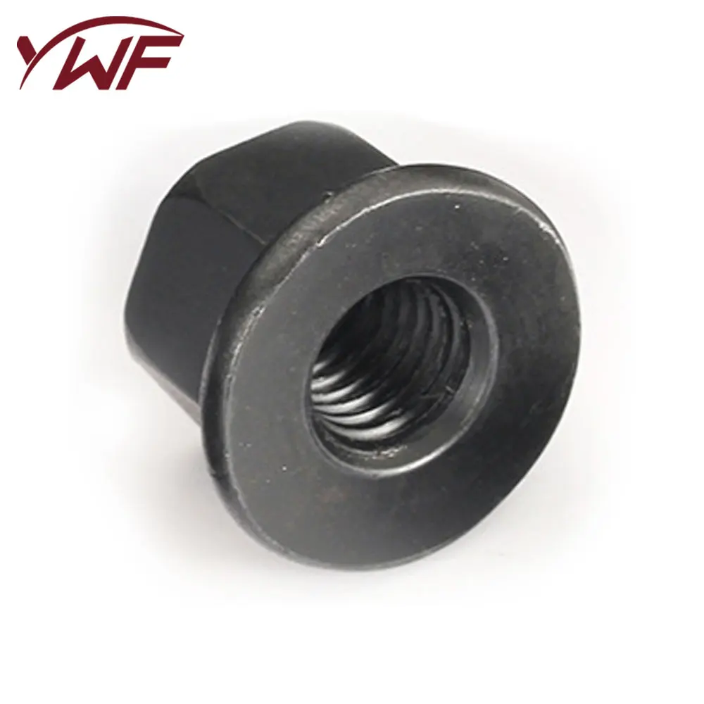 1Pcs 5Pcs 10Pcs Black Flanged Nuts Carbon steel M6 M8 M10 M12 M14 M16 M18 M20 M22 M24 Hex With Collar Nuts High Steel DIN6331 AC