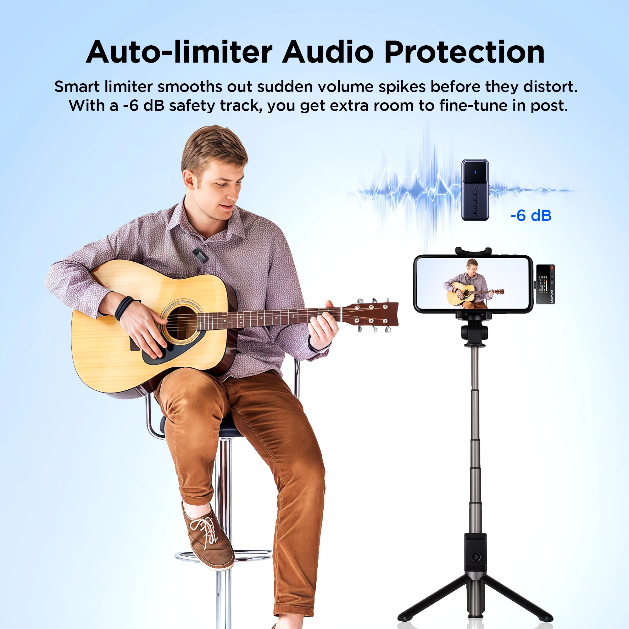 Saramonic Air Wireless Lavalier Microphone for iPhone Android, Noise Cancelling, 300M, Mini Microphone for Tiktok Youtube view 3