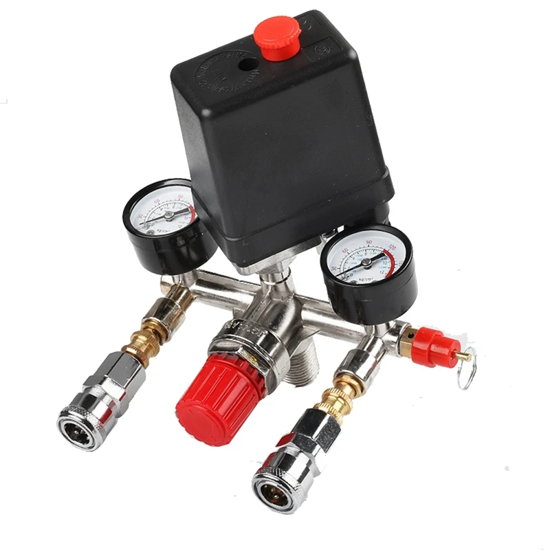 1 Pcs Air Compressor Pressure Check Gauge Oil-Free Silent Air Compressor Adjustable Outlet Valve 175Psi