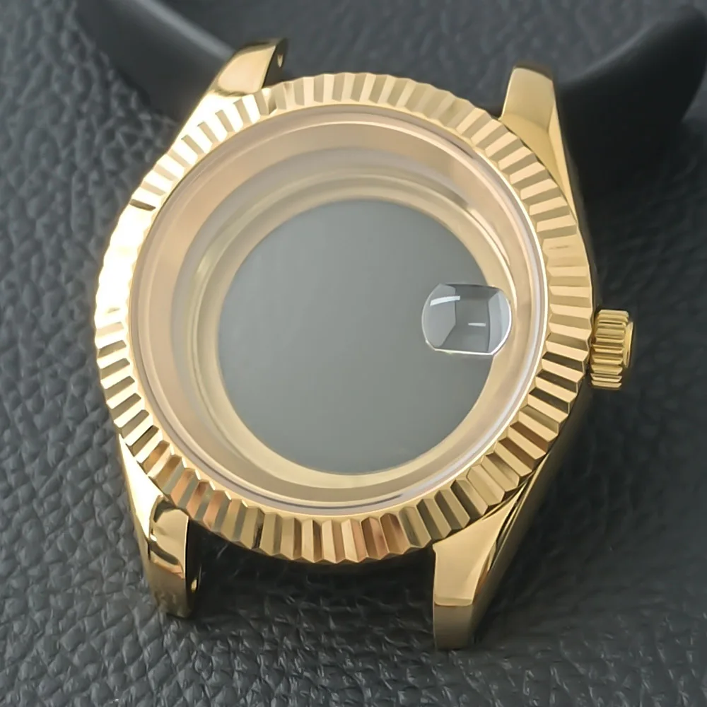 40 مللي متر صالح M8285/8215 حركة/القرص الرجال الصلب ساعة اكسسوارات سوار حزام ساعة صندوق الياقوت الزجاج ساعات المعصم
