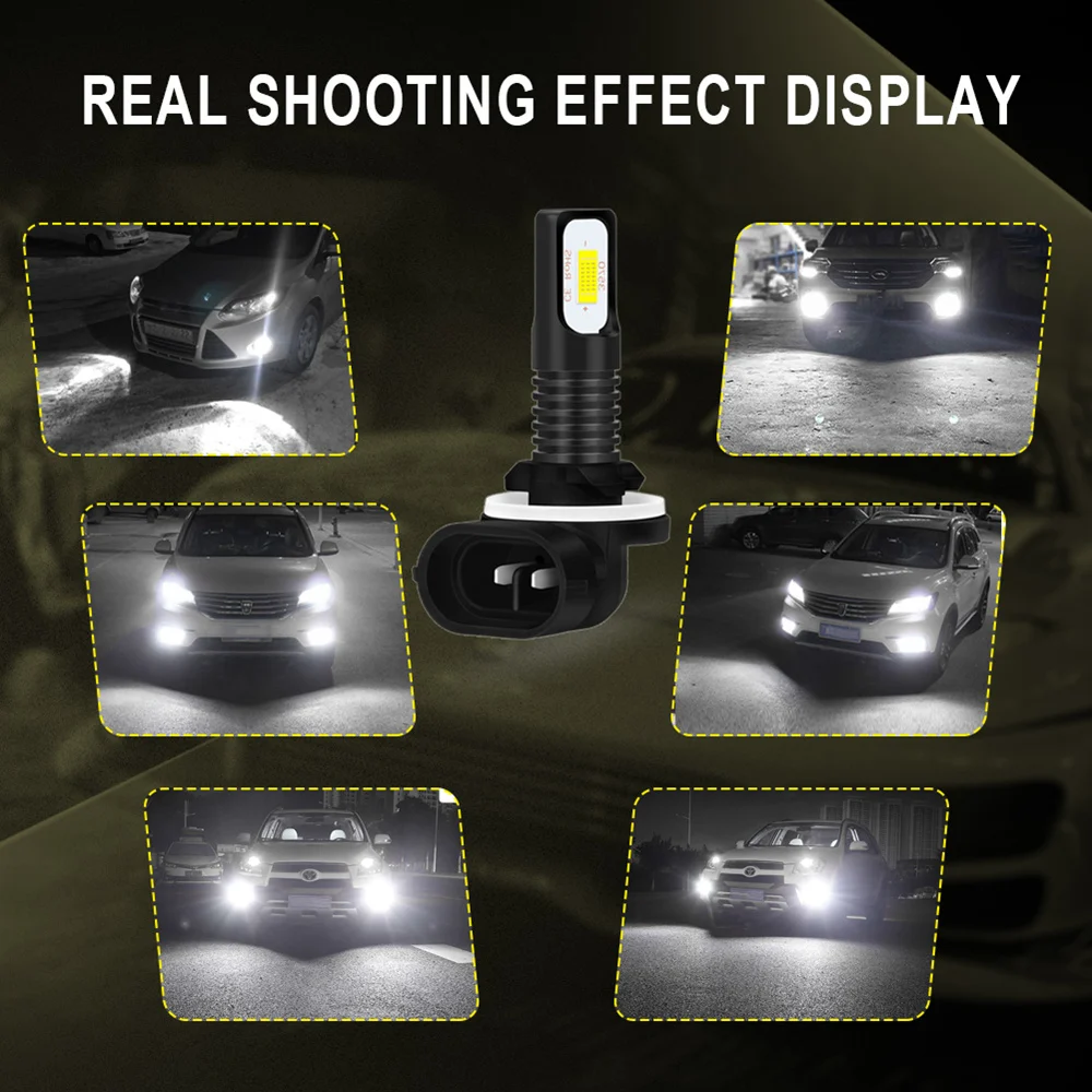 2Pcs H27W H27 LED 881 880 886 898 LED Fog Lights Canbus H27W/1 H27W/2 LED Bulb Car Fog Driving Lamp DRL No Error 12V 6500K White view 6