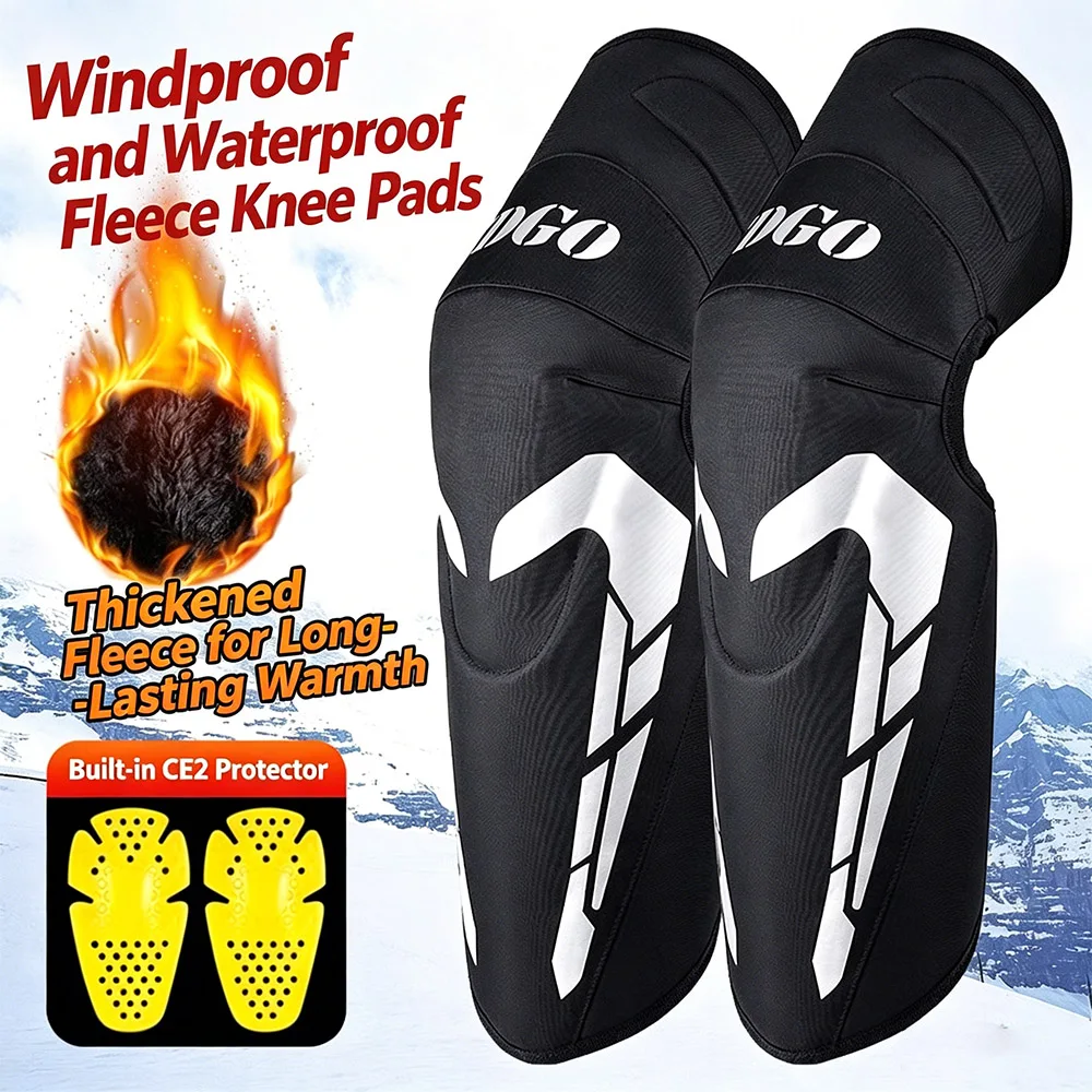 CE2 Motorcycle Knee Pads Winter Warm Fleece Lined Windproof Waterproof Reflective Leg Protection Leg Guards for Scooter Riding