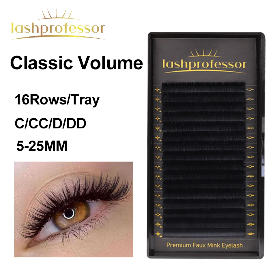 

Lashprofessor 16Rows Classic Individual Eyelash Extension Lashes Matte Black Professional Soft Natural Russian Volume Lash Cilia