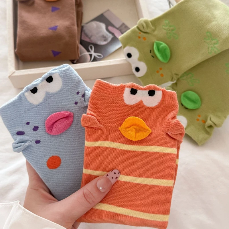1 Pair Women's Winter Bikini Bottom Clownfish Five Finger Crew Socks,Ugly Cute 3D Cartoon Separate Toe Socks,Cozy Sleeping Socks