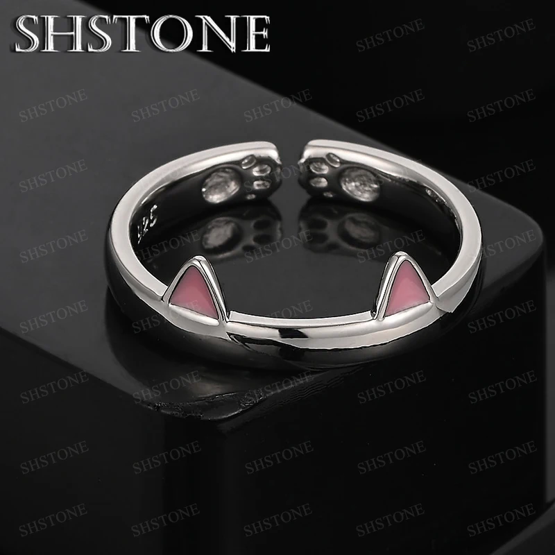 

Fine Beautiful Jewelry 925 Sterling Silver Cute Cat Ears And Claws Ring Lady Birthday Nice Gift Accessories Banquet Party Gift