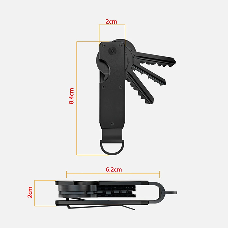 Key Organizer Compact Holder Metal Key Chain Minimalist Key Case Holder For Keychain Secures 1-5 Keys Management Storage Device