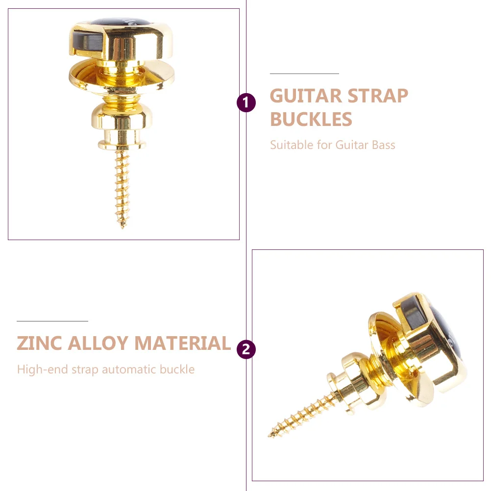 

2pcs Guitar Locks Metal Non-Slip Strap Buckles Bass Strap Locks Security Zinc Alloy Replacement Guitar Fixing Lock Instrument