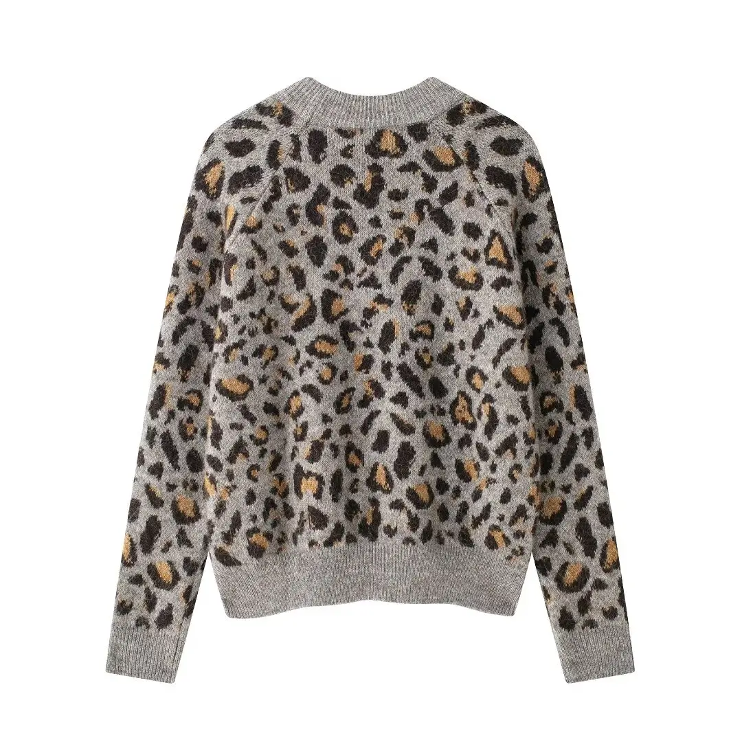 Tangada 2024 maglione leopardato oversize da donna manica lunga pullover spessi femminili BE0395