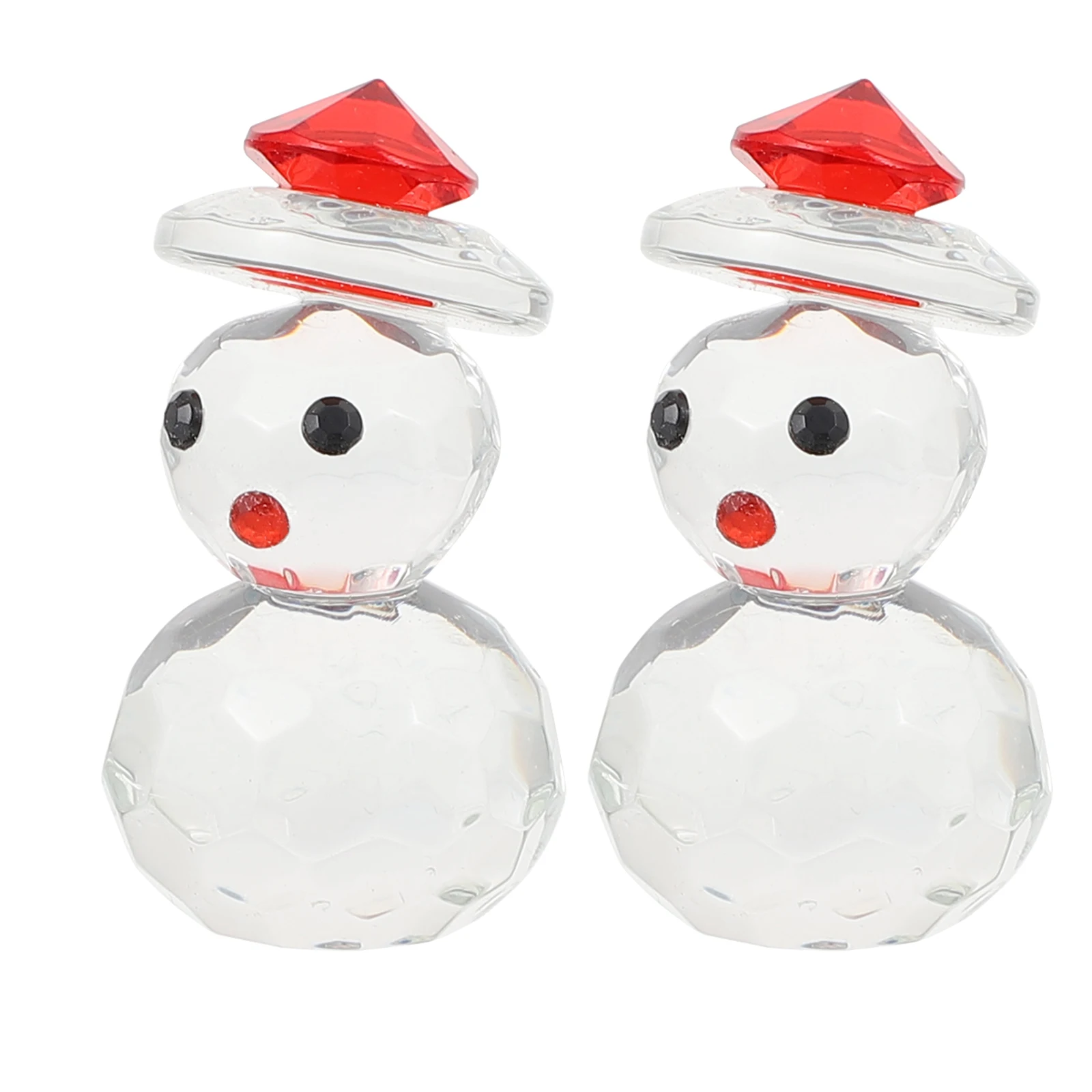 2Pcs Christmas Snowman Decor Premium Crystal Material for Study Kids Room Car Table Ornament Holiday Season Festive Collection