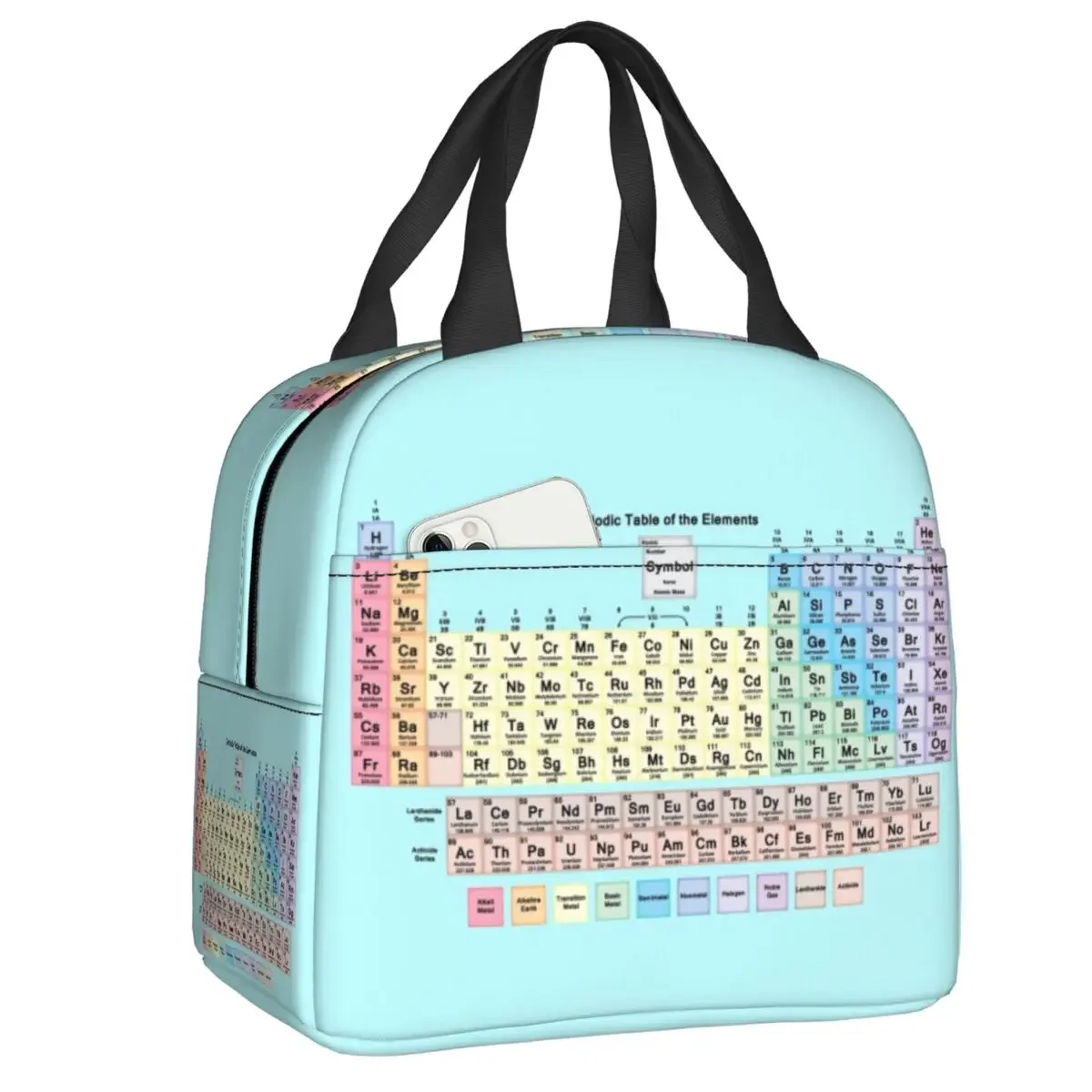 Periodic Table With All 118 Element Names Insulated Lunch Tote Bag for Women Science Chemistry Cooler Thermal Bento Box School