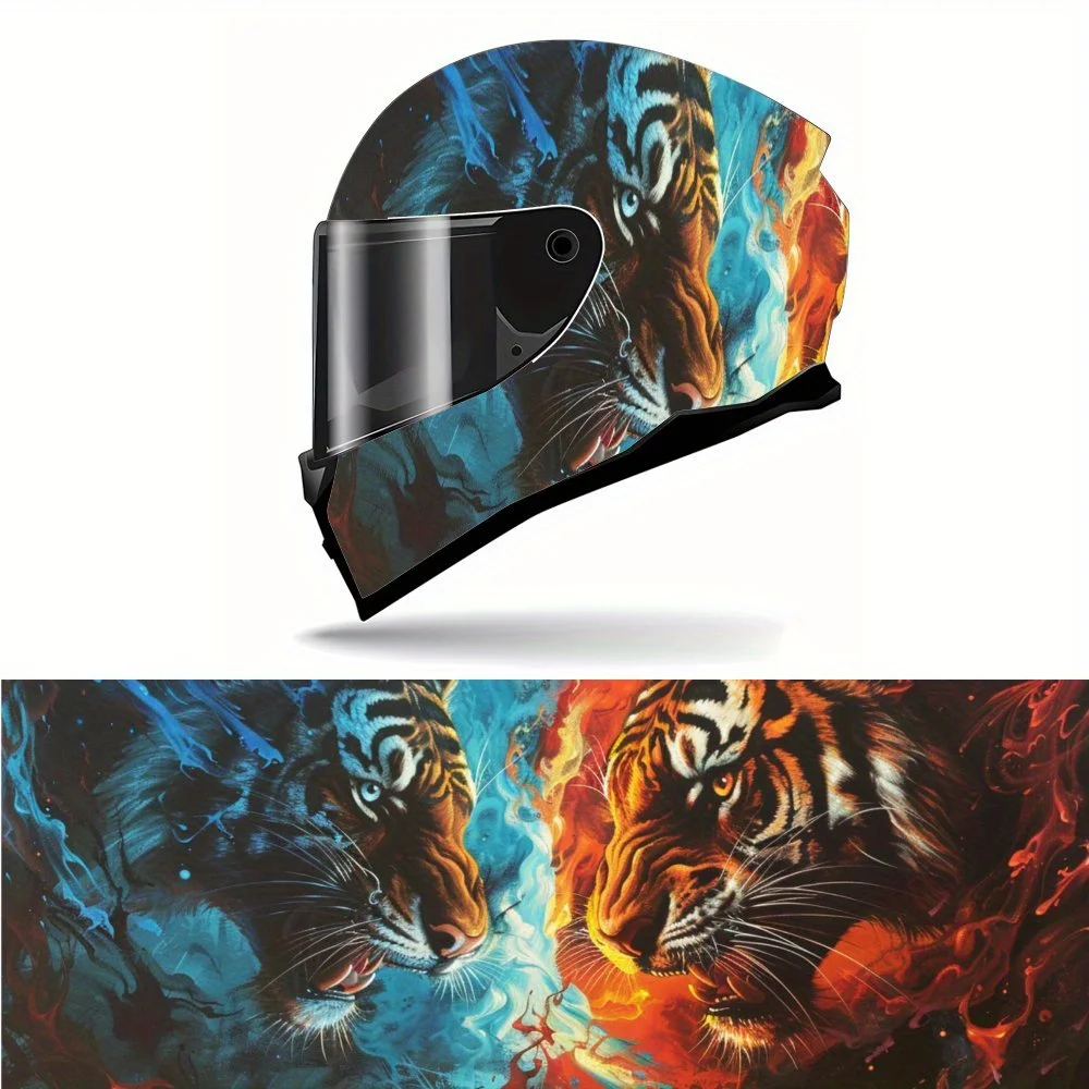 

Cool Ice & Fire Tiger Pattern Helmet Paint - Waterproof, Detachable Label for Motorcycle Helmets, Scratch Resistant, Universal S