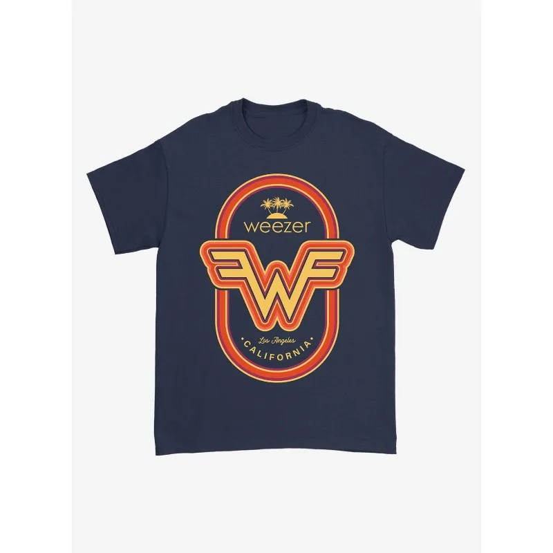 

Weezer California Logo T-Shirt Men Trend Street Hip Hop Rock Music Short Sleeve Women Quality Summer Crew Neck Top