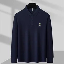 2024Spring and Autumn new 100% cotton long sleeved polo shirt men's light luxury brand bear embroidery casual breathable T-shirt