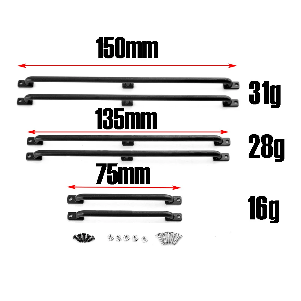 2pcs Metal Handrail for TRX4 SCX10 RC Crawler 75/135/150mm, Durable Armrest for Toyota Cherokee D90 D110, Upgrade Parts for 1/10