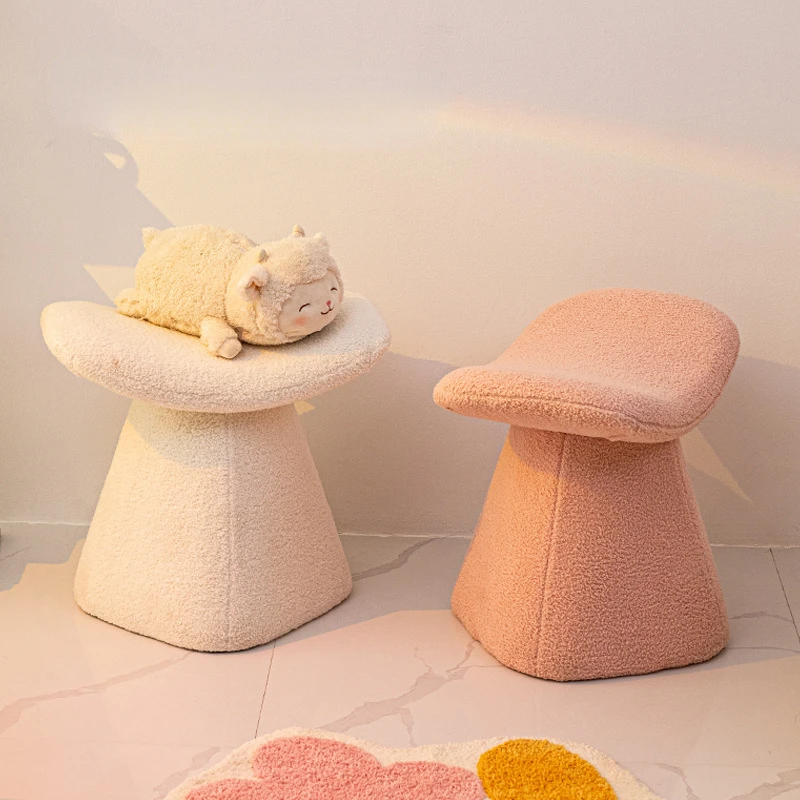 

Nordic Stool Chair Light Luxury Lamb Wool Vanity Chair Space Saving Furniture Taburetes Madera 발받침대 스툴 дизайнерская мебель