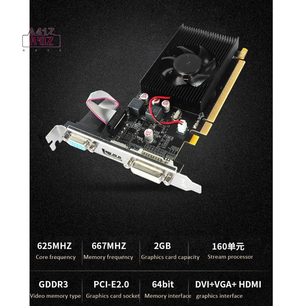 

A41Z-HD7450 Graphics Card 64Bit 2GB GDDR3 PCI-E 2.0 X16 -Compatible VGA DVI-I Video Card For AMD Radeon HD 7450 2G 64 Bit