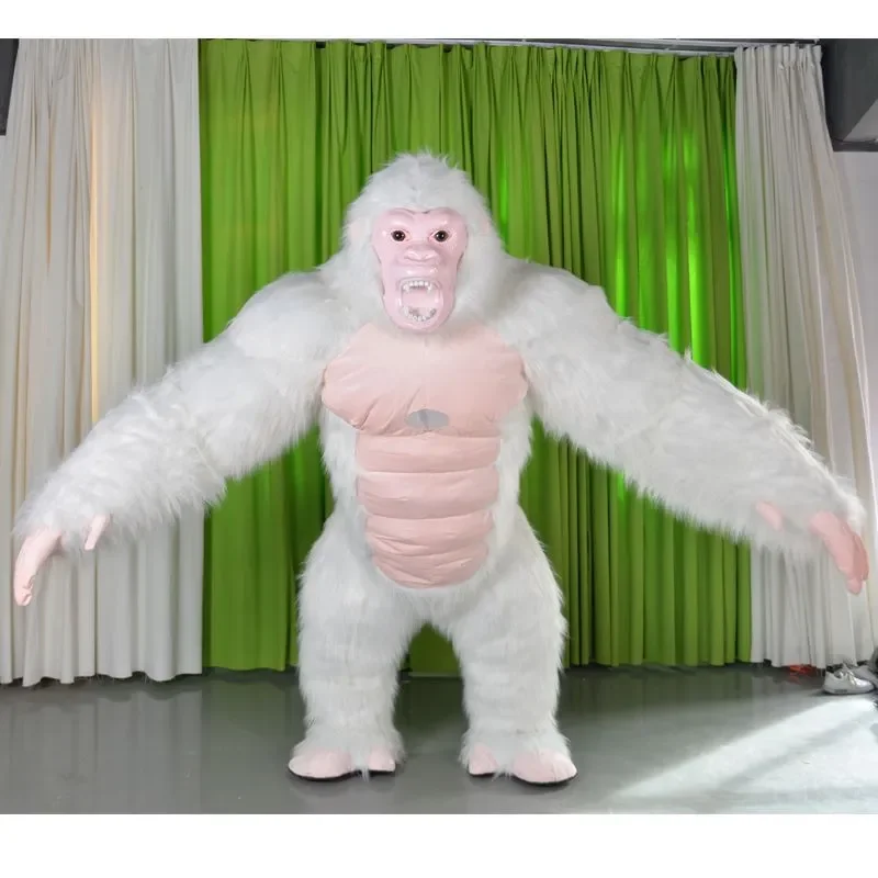 

Real Life Inflatable King Kong Costume Full Mascot Suit Giant Adult Fur Gorilla Cosplay Fancy Dress for Events Party no battery