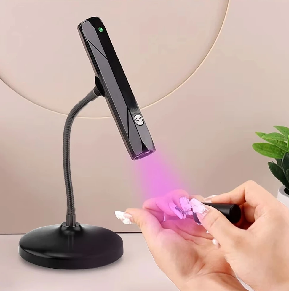 ZZ Folding Two in One Nail Lamp Cordless Flash Curing Gel Lamp Portable Rechargeable UV Led Fingertip Flexible Handle Nail Lamp