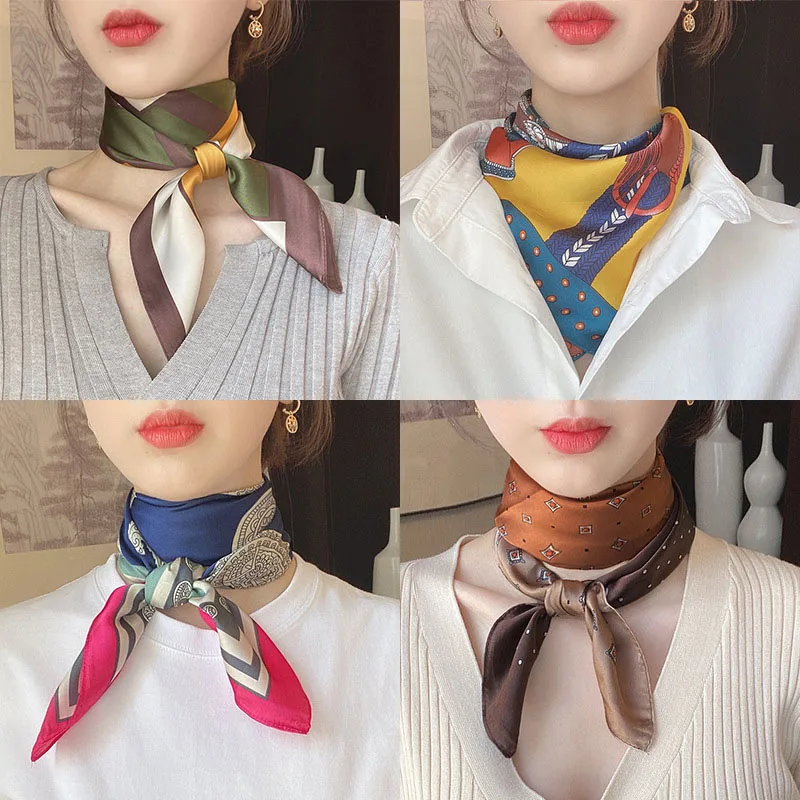 

Luxury Design Print Geometrical Silk Square Scarf Women Satin Bandana Tie Shawl Wrap Hairband Neckerchief Hijab Headband Foulard