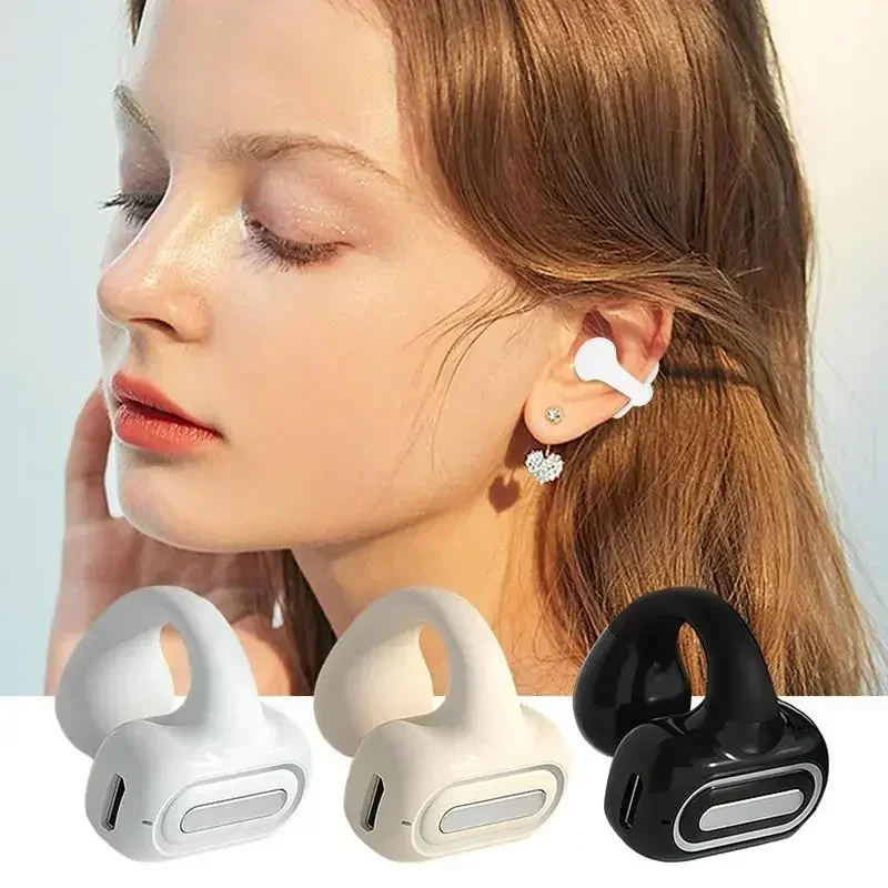 Reduction Sports Wireless 5.3 Noise Earphone Bone Conduction Headset Ear Clip Blue Tooth Headphones HiFi Stereo Music Earbuds