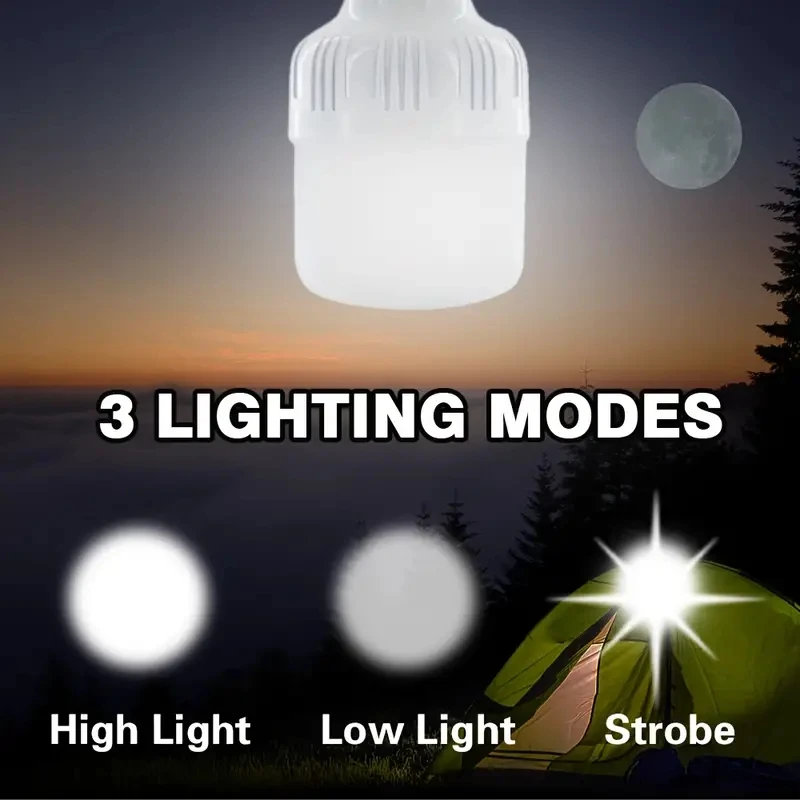 1PC portable USB rechargeable LED camping lights 60w/100w/150w/200w multi-power outdoor emergency lights barbecue tent lights.