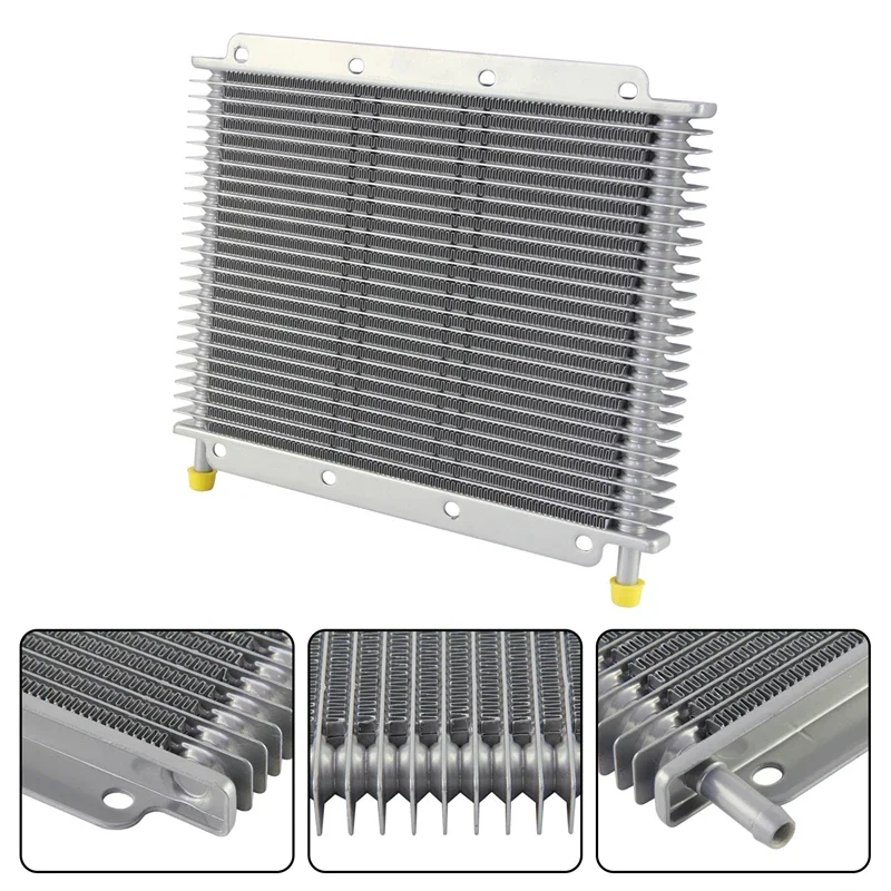 

Tube & fin Universal 25 Row Oil Cooler Transmission 11"x7.8"x0.75" (280x198x19mm) inlet/outlet 9.6mm 3/8" Barb Silver Aluminum