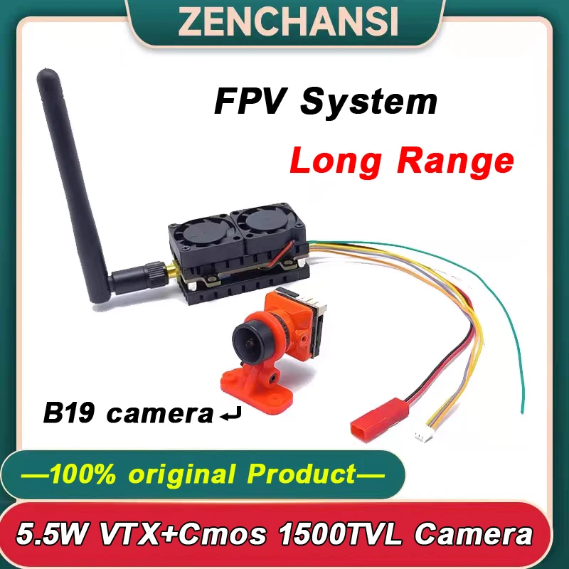 

Видеопередатчик высокой мощности 5.8G 5.5W VTX 48CH и мини-камера FPV B19 CMOS 1500TVL с объективом 2.1 мм для FPV-дронов дальнего радиуса действия