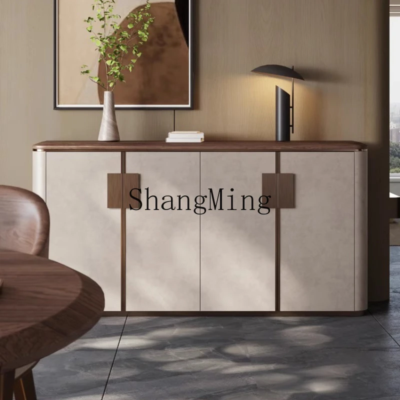 

DHY solid wood dining side cabinet light luxury high sense modern living room locker walnut entrance cabinet