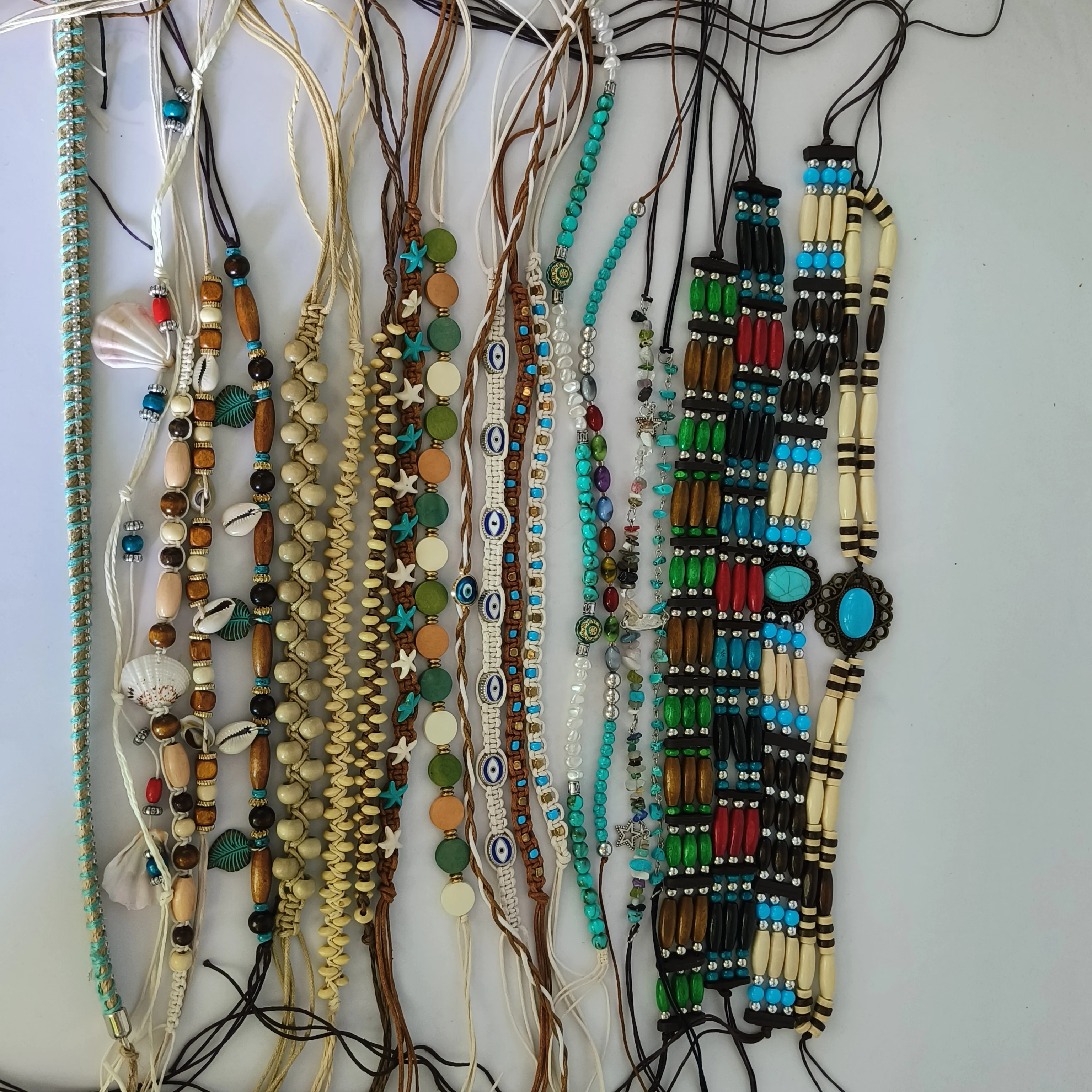 Turquoise Hat accessories hair Bohemian dyed wooden beads hat band fedora hat decoration straw hat band Waist rope  wholesale