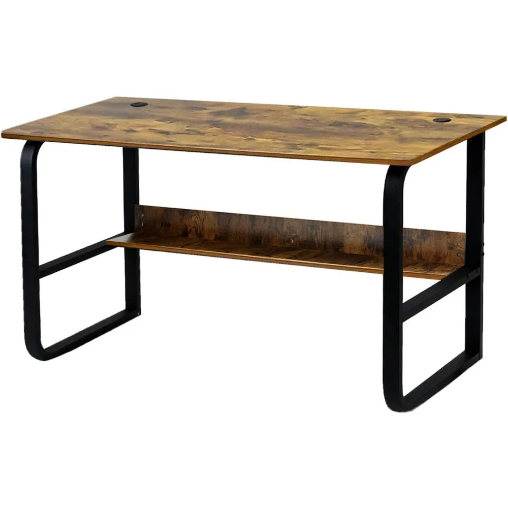 - Computer Desk Home Office Desk Personal Work Station Desktop Cable Accessory Book Shelf Design Reading Writing