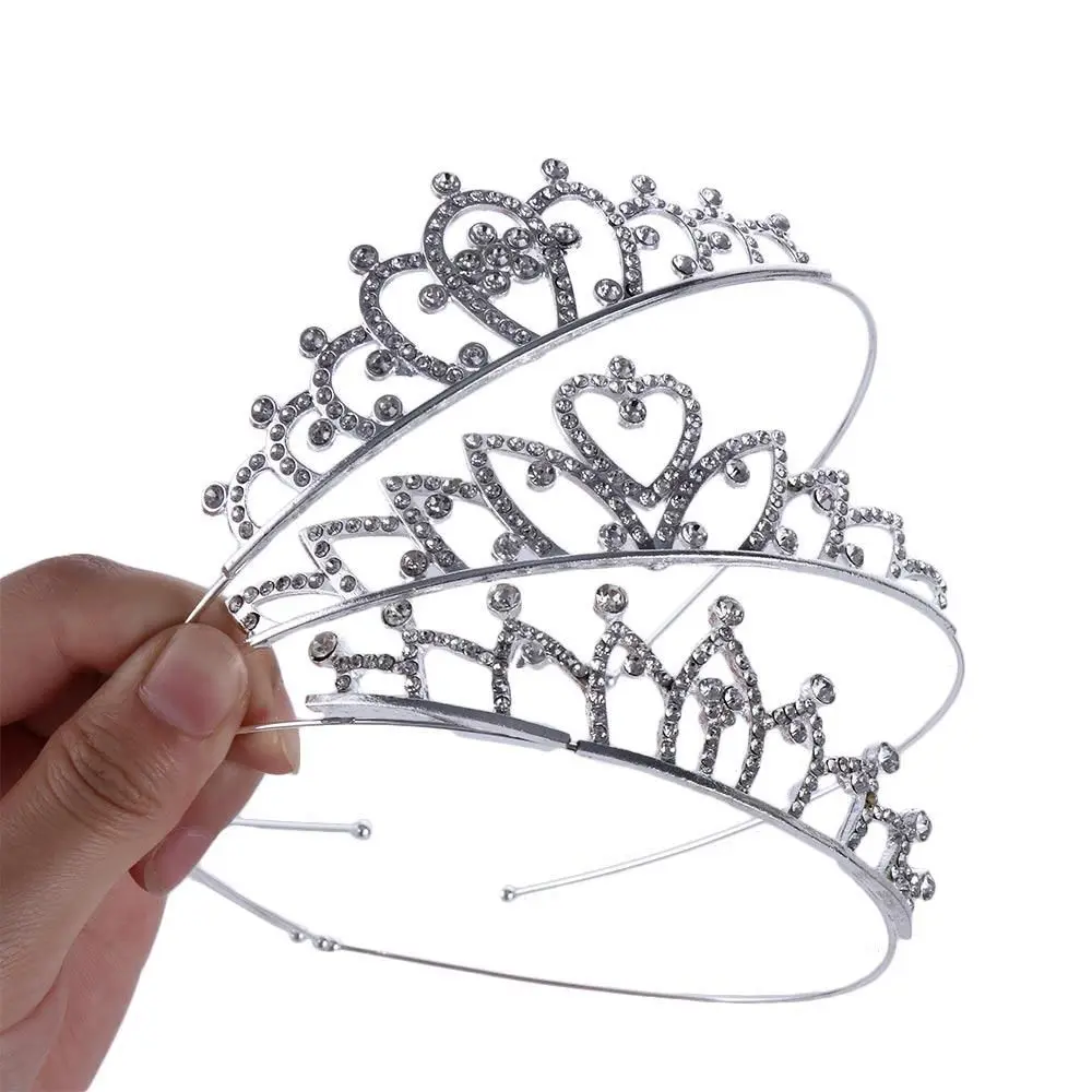 Headwear Princess Love Heart Girls Crown Bridesmaid Kids Crystal Tiara Korean Hair Comb Hair Accessories Wedding Jewelry