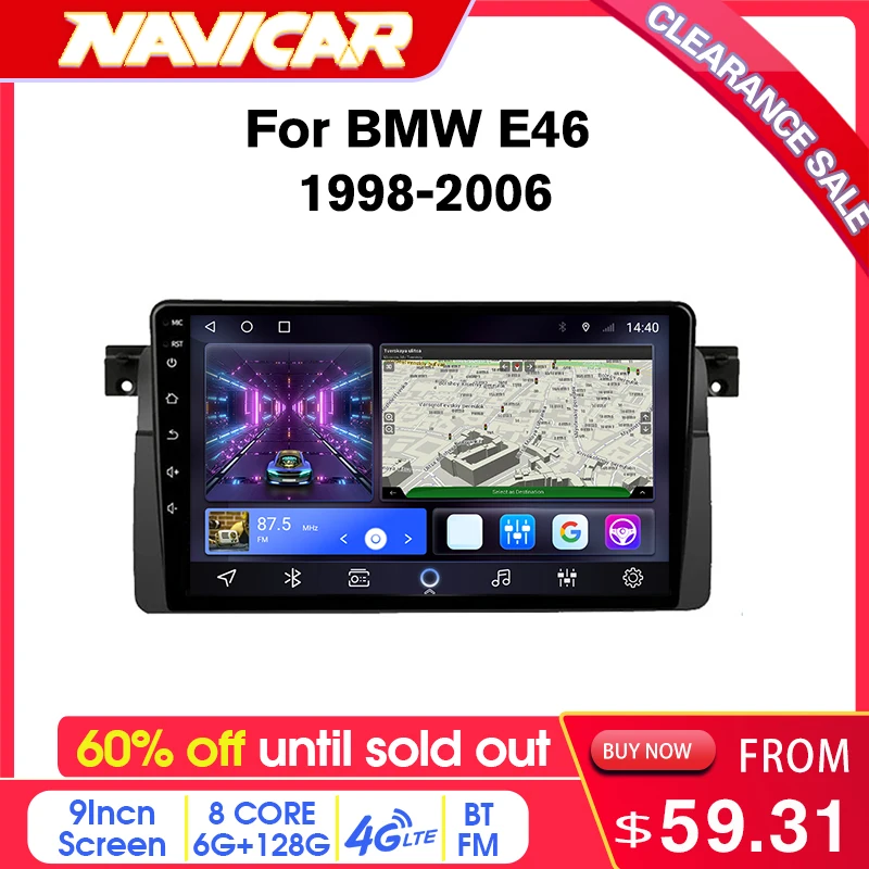 Reproductor Multimedia para coche, Radio con Android 10,0, 2DIN, Carplay, DSP, liquidación, 60% de descuento, para BMW E46 1998-2006