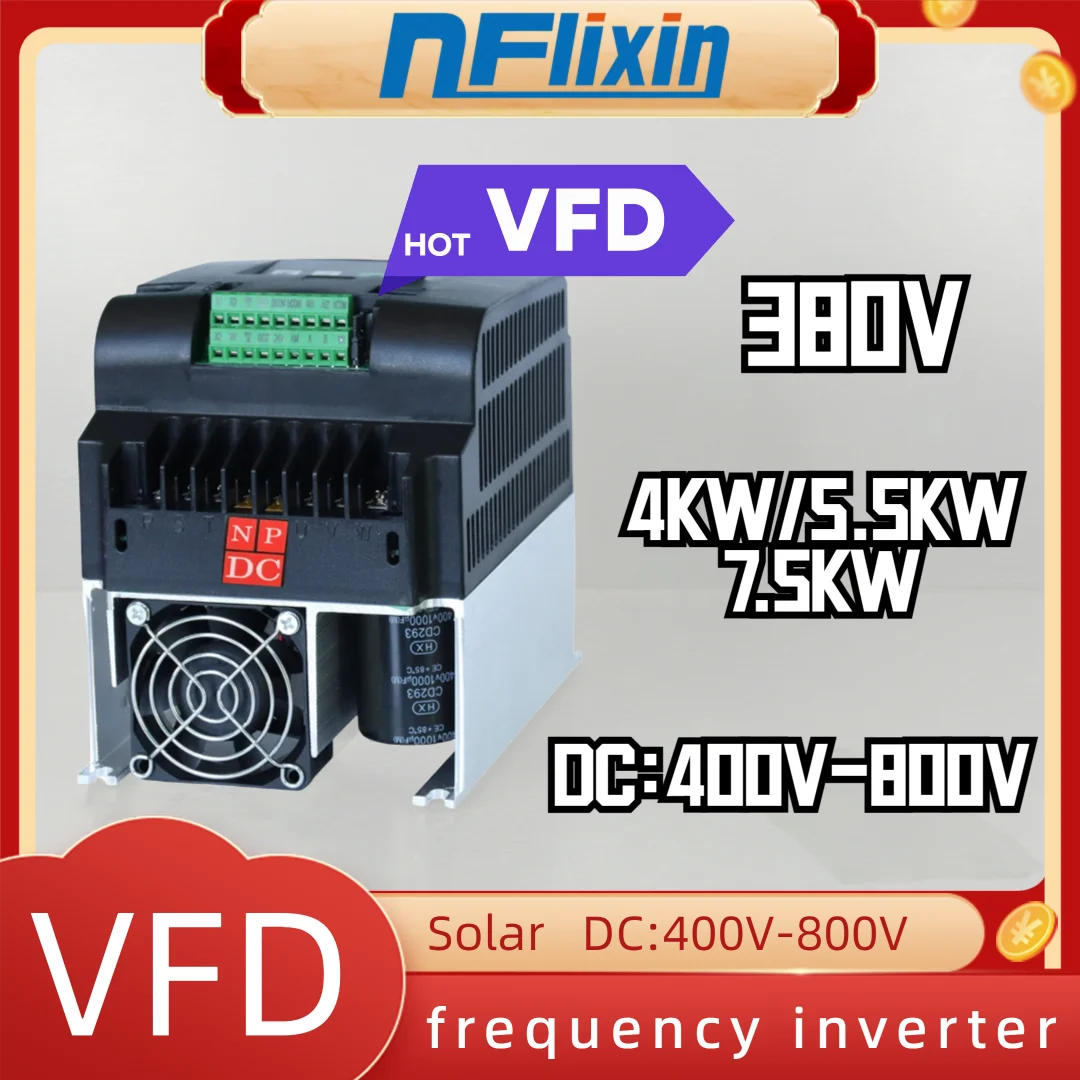 3 Phase 380V Solar VFD Inverter 0.75KW to 15KW Variable Frequency Converter Adjustable Speed Driver for Motor