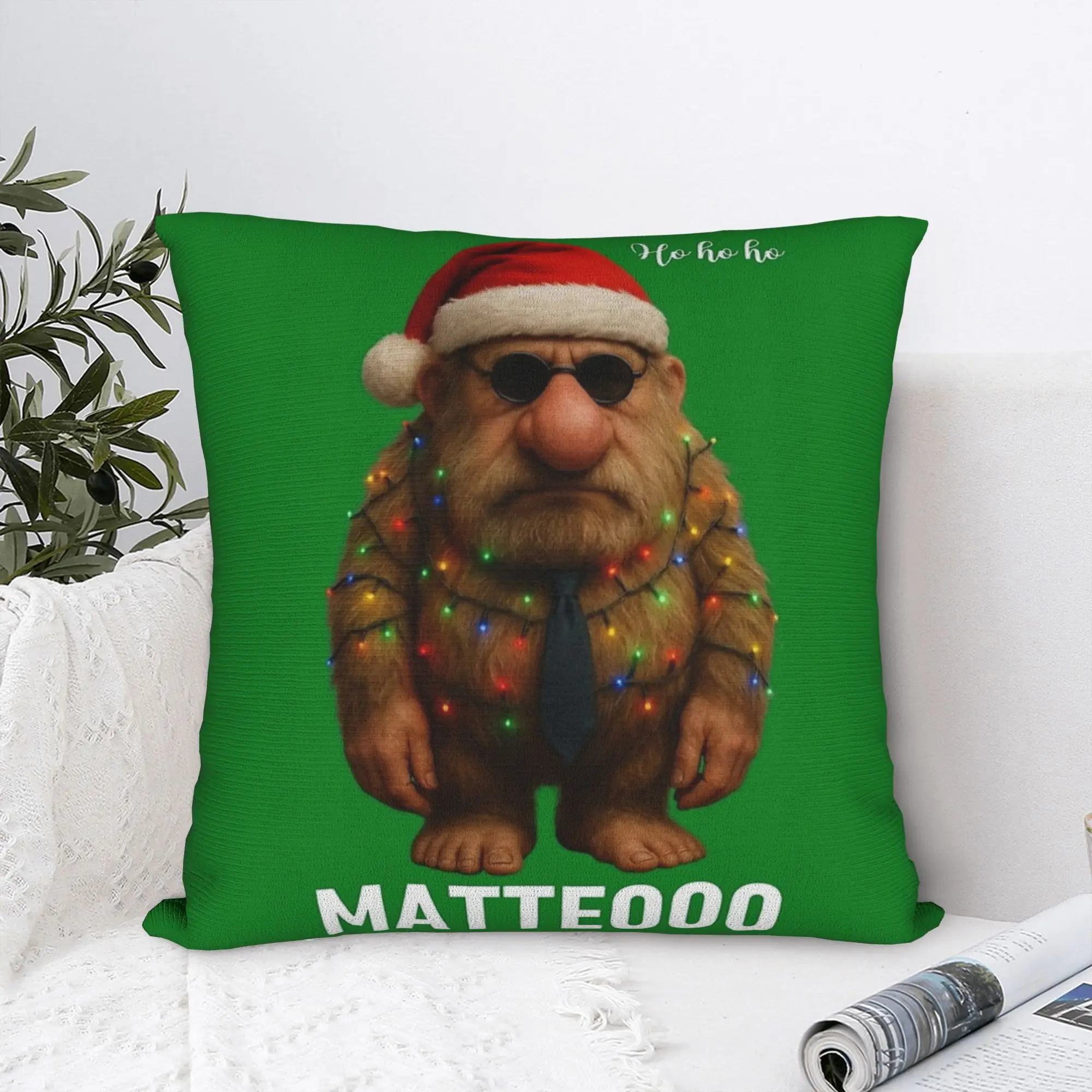 Matteo Matteooo الإيطالية Brainrot ميمي عيد الميلاد سانتا كلوز وسادة غطاء مريح غطاء الوسادة كيس وسادة لديكور المنزل الطرف #4