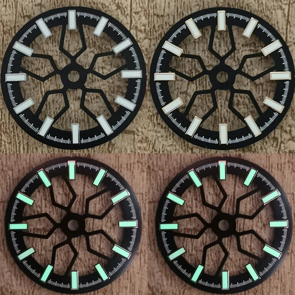 

New NH70 Dial 28.5mm Dial Hollow Wheel Watch Dial Green Luminous Watch Accessories for NH70 Movement Watch Faces