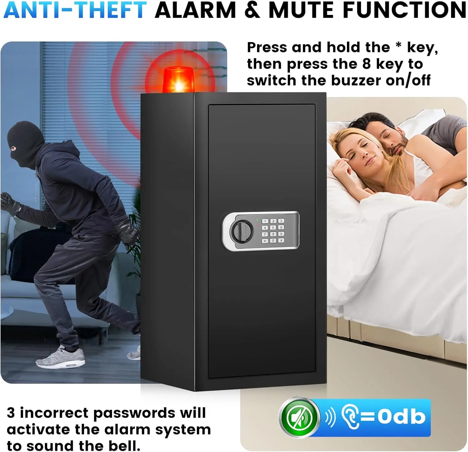 6.0 Cuft Large Fireproof Safe Box, Home Safes Water and Fireproof, Digital Security Safes with Programmable Keypad Keys, Smart A