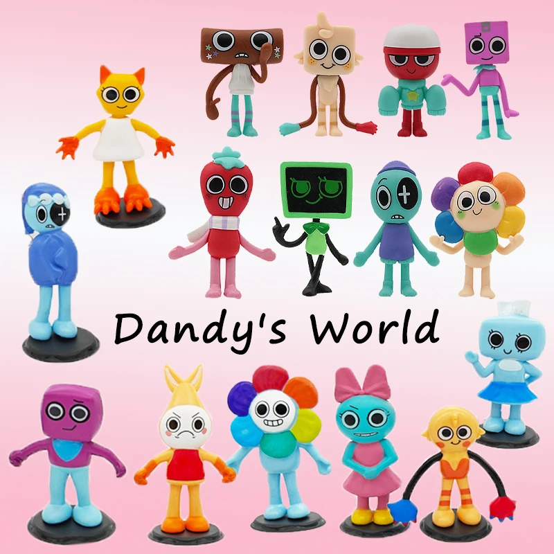 8 pçs/set Anime Dandy's World Action Figure Toy Cartoon Dandy World Horror Jogo PVC Modelo Boneca Estatuetas Crianças Presente d