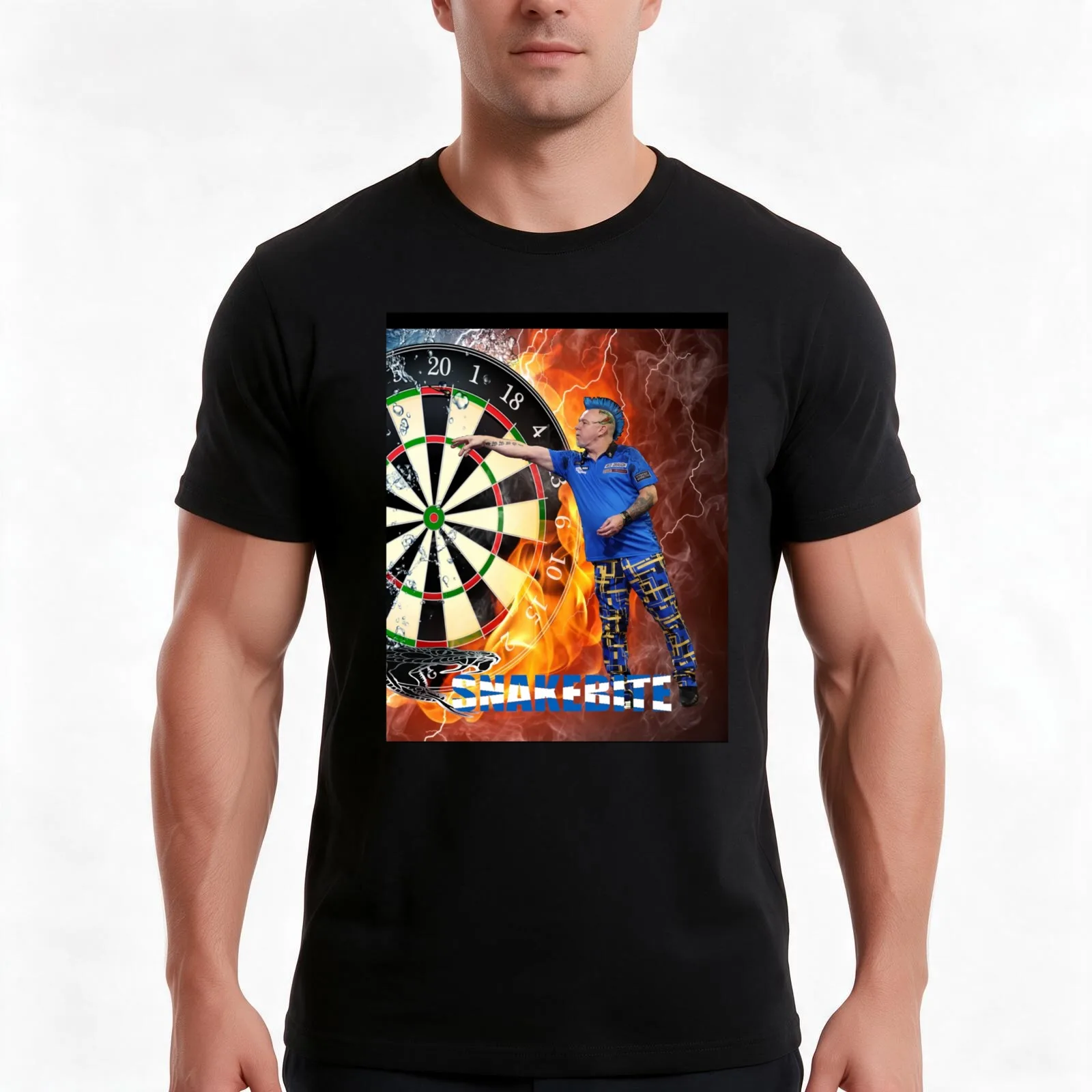 Peter Wright Snakebite Graphic T-Shirt, Summer Casual Cotton Tee, Oversized Streetwear Tops, Vintage Graphic Print, 100% Cotton