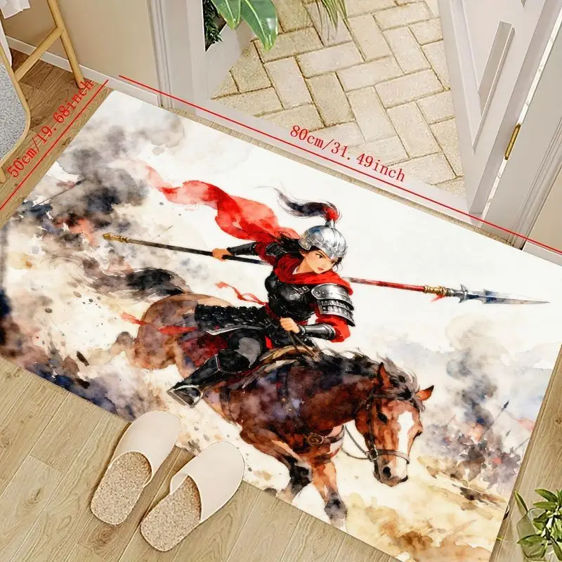 

1PC Warrior on Horseback Decorative Carpet for Living Room, Bedroom, and Office, 80cm x 50cm (31.49 x 19.68 inches), Stunning Ar