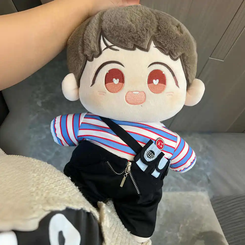 40cm Doll Clothes Wang Yibo Xiao Zhan Stripe Rabbit Standing Fashion Suit Plushie Plush Doll Clothes Accessories Anime Toy Kids